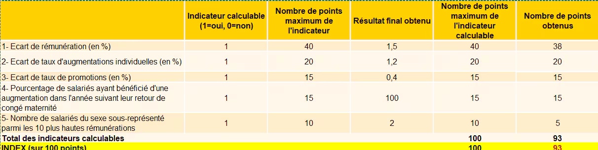 Calcul de l'index d'égalité professionnelle femmes-hommes 2024