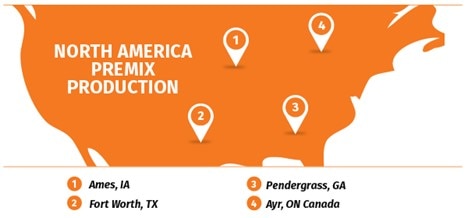 Premix sites around the globe