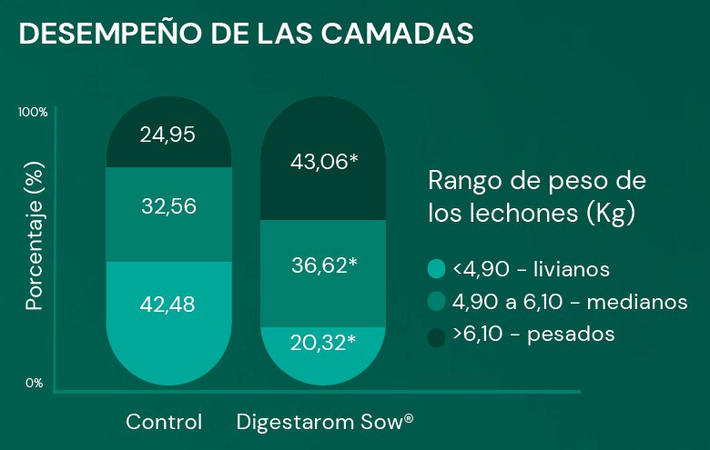 49 Matrizes em dieta controle e 44 Matrizes em dieta controle + suplementação com 150g/ton Digestarom Sow®