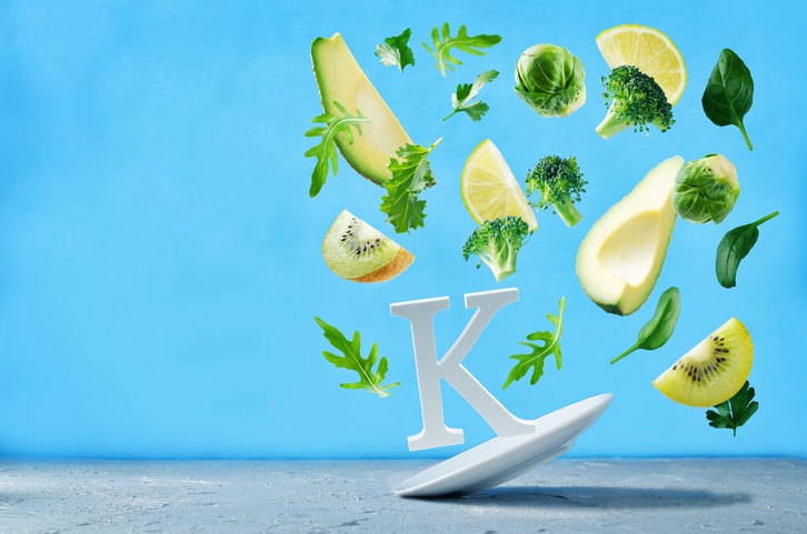Flying foods rich in vitamin k. Green vegetables. Healthy eating