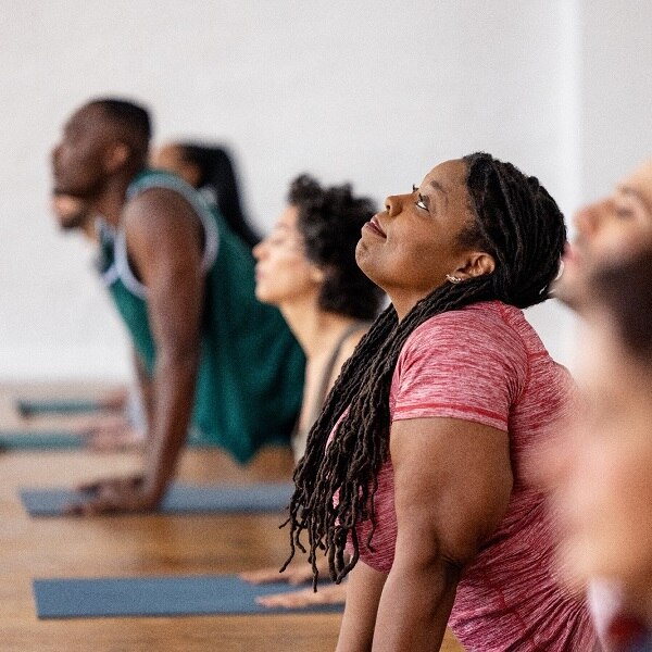 Women practicing yoga
