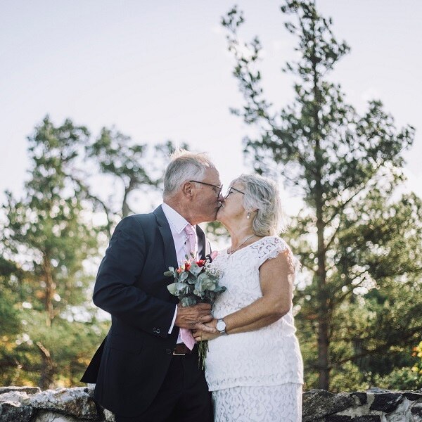 Senior couple celebrating their 50th anniversary 