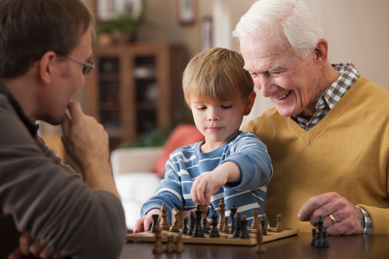 Family playing chess
