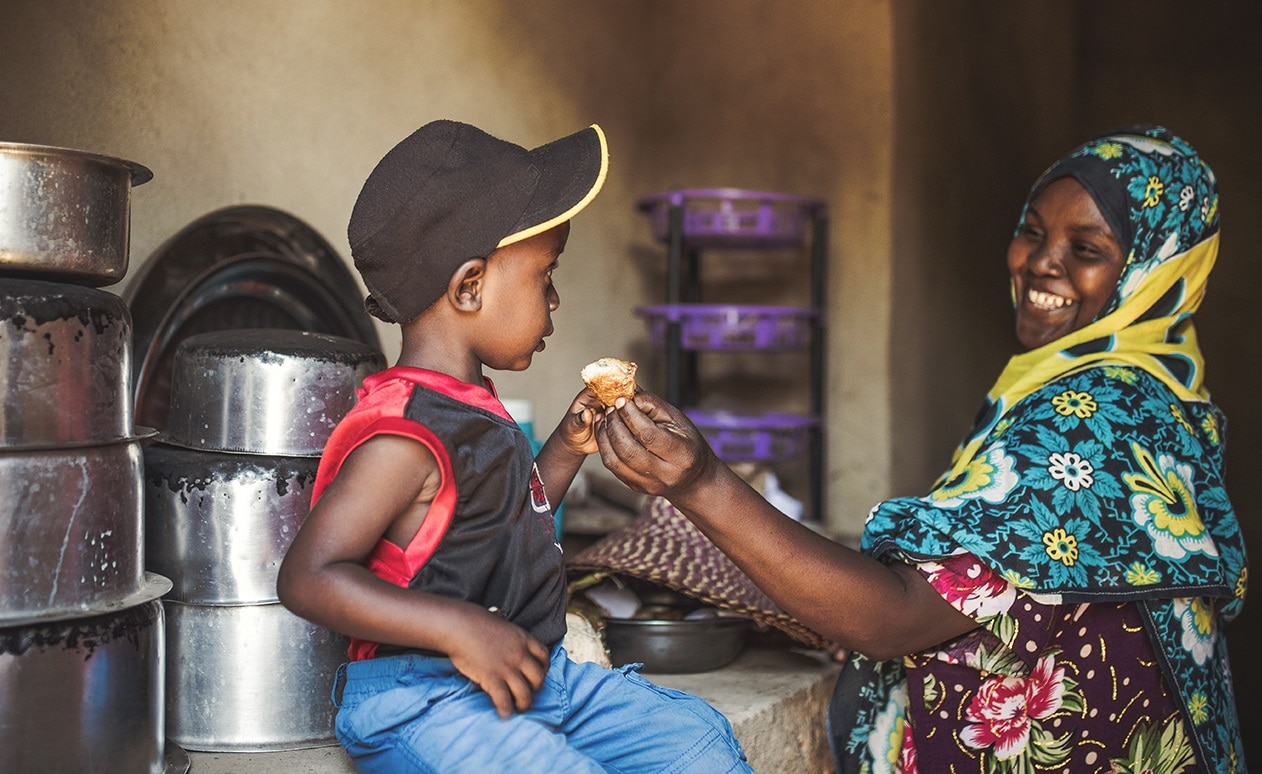 African  family eating healthy food together