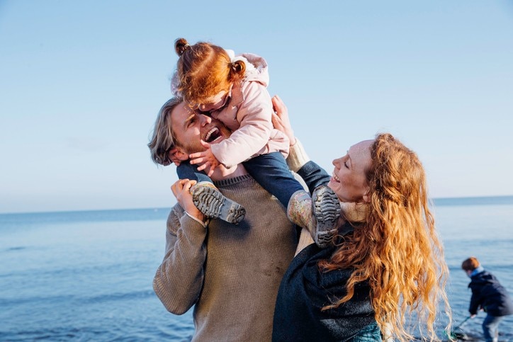 Happy family hugging