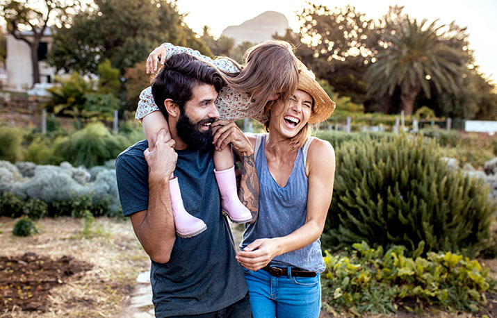 Happy family in the garden