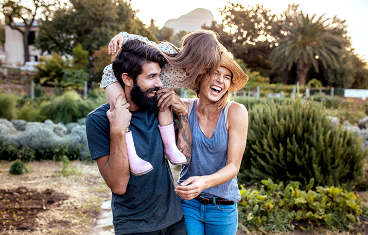 Happy family in the garden