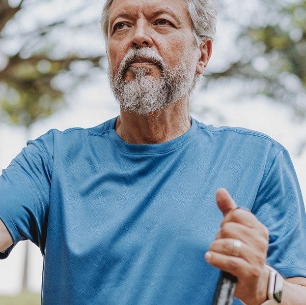 Senior man exercising outdoors