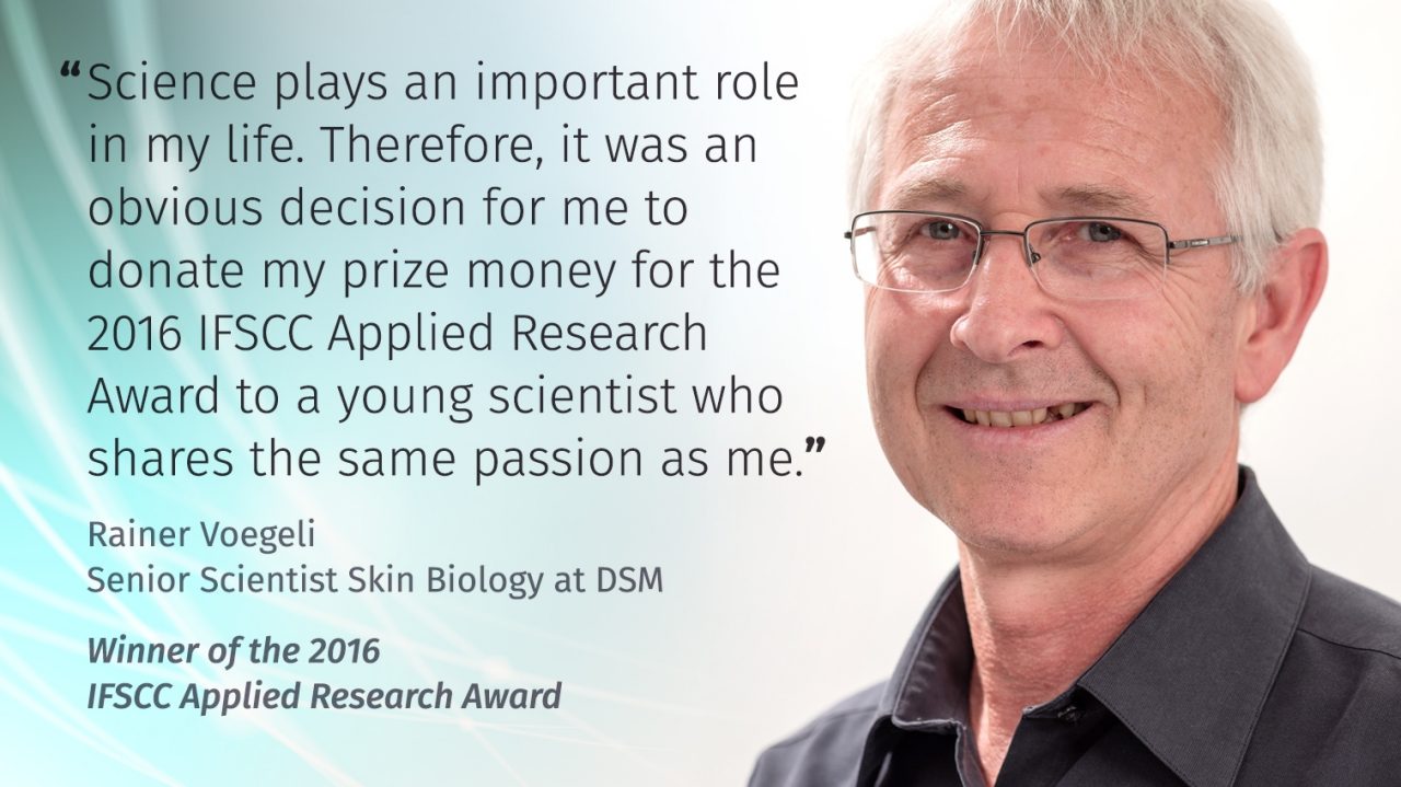 Rainer Voegeli donated the prize money of IFSCC Award