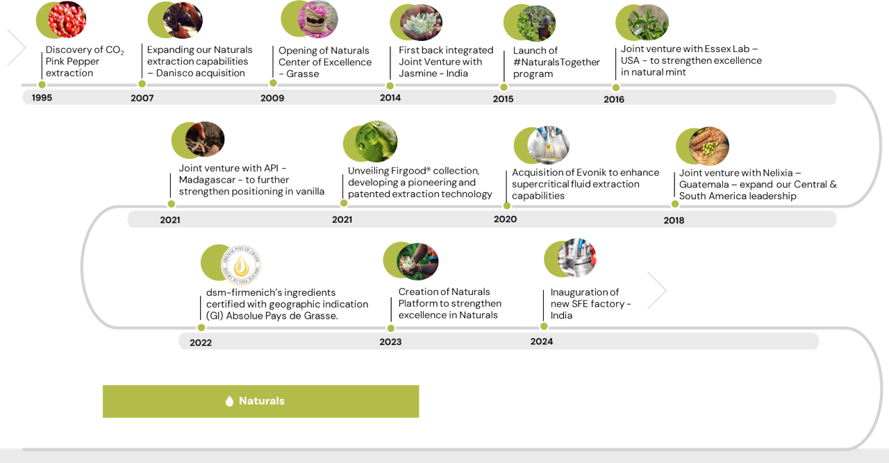 timeline dsm-firmenich naturals