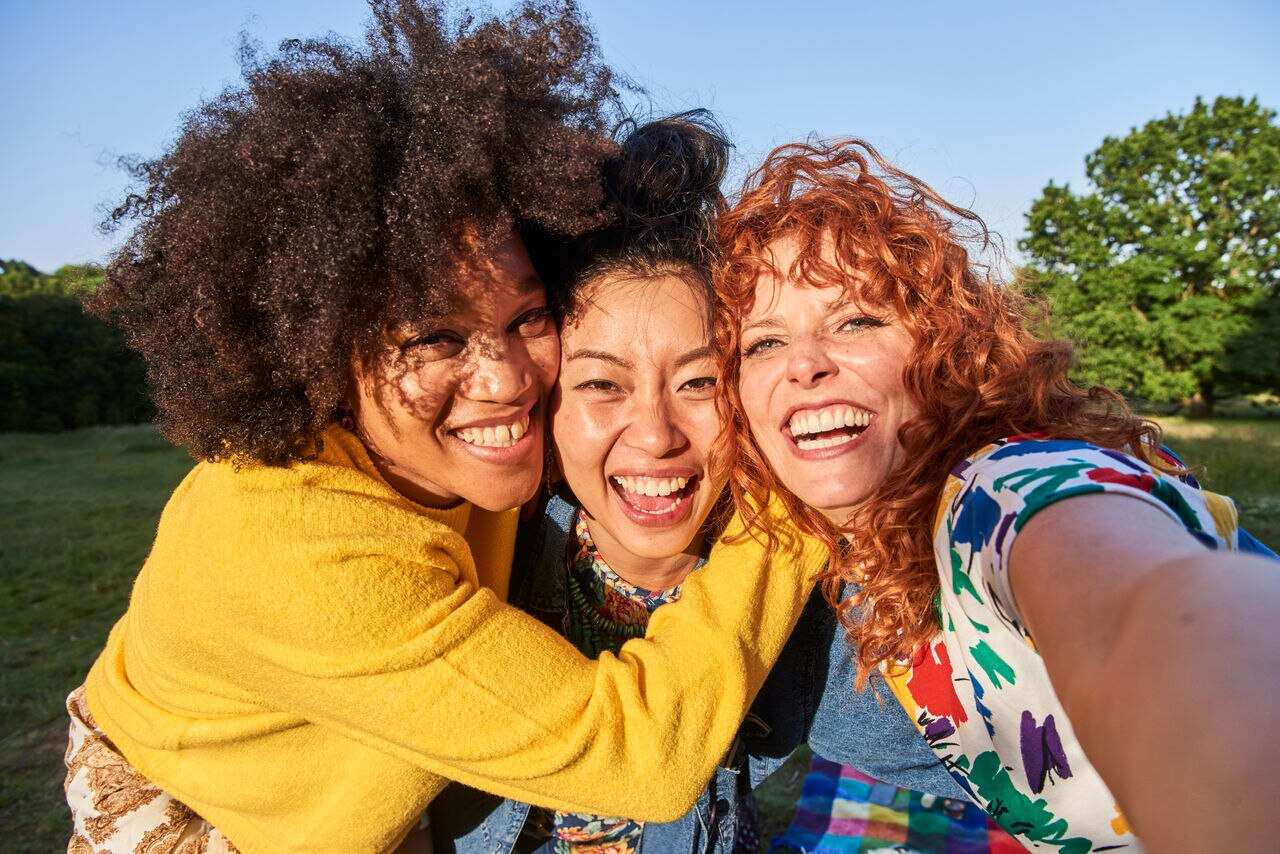 Friends meeting up to spend time together on a summers evening