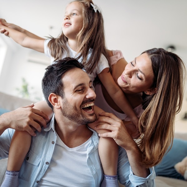 Happy family having fun time together at home